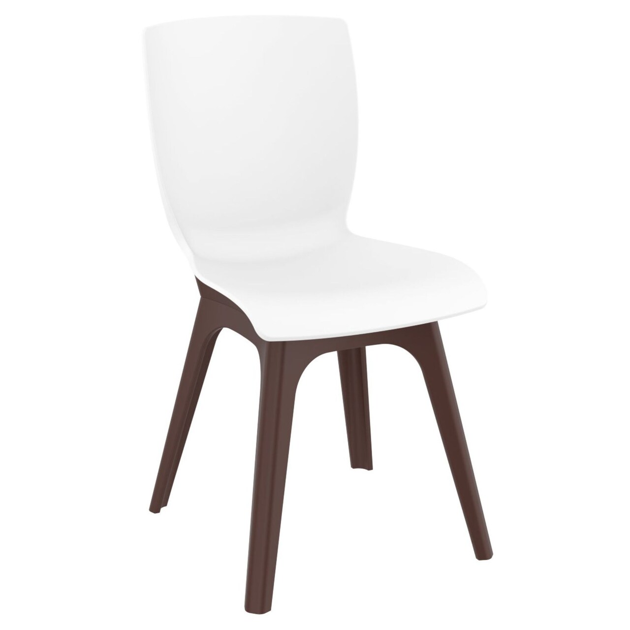 Luxury Commercial Living 33.5" White and Brown Solid Patio Dining Chair